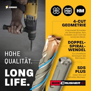 SDS+ Hammerbohrer Set 7tlg. 4X Schneiden PGM Ø 6-14mm x 210mm de Amboss – image du produit 3 sur 5