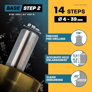 Stufenbohrer Base Step 2 HSS-G D:4-6-8-10-12-14-18-20-24-25-30-33-36-39mm von Amboss – Produktbild 5 von 5