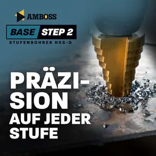 Stufenbohrer Base Step 2 HSS-G D:4-6-8-10-12-14-18-20-24-25-30-33-36-39mm von Amboss – Produktbild 2 von 5