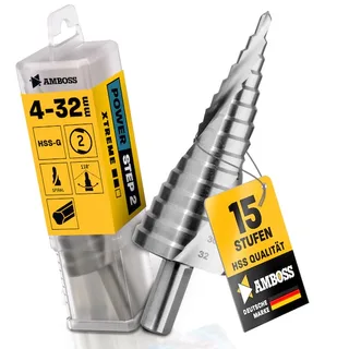 Stufenbohrer HSS-G D:4-6-8-10-12-14-16-18-20-22-24-26-28-30-32mm de Amboss – image du produit 1 sur 5