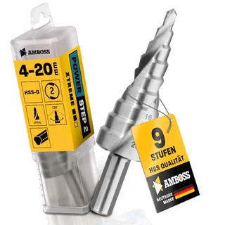 Stufenbohrer HSS-G D:4-6-8-10-12-14-16-18-20mm by Amboss – product image 1 of 5