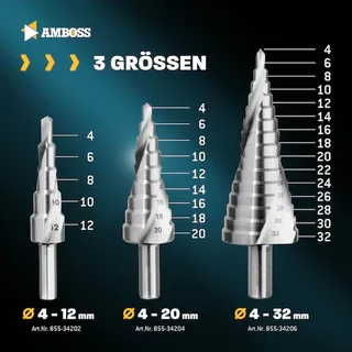 Stufenbohrer HSS-G D:4-6-8-10-12-14-16-18-20mm by Amboss – product image 4 of 5