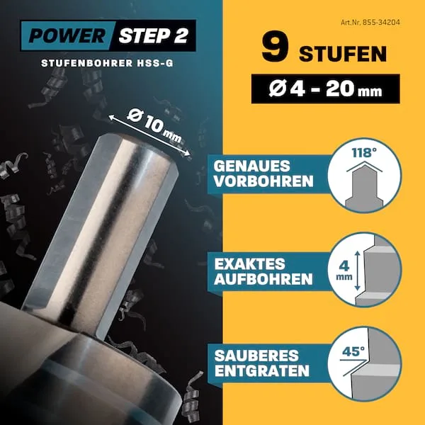 Stufenbohrer HSS-G D:4-6-8-10-12-14-16-18-20mm by Amboss – product image 5 of 5