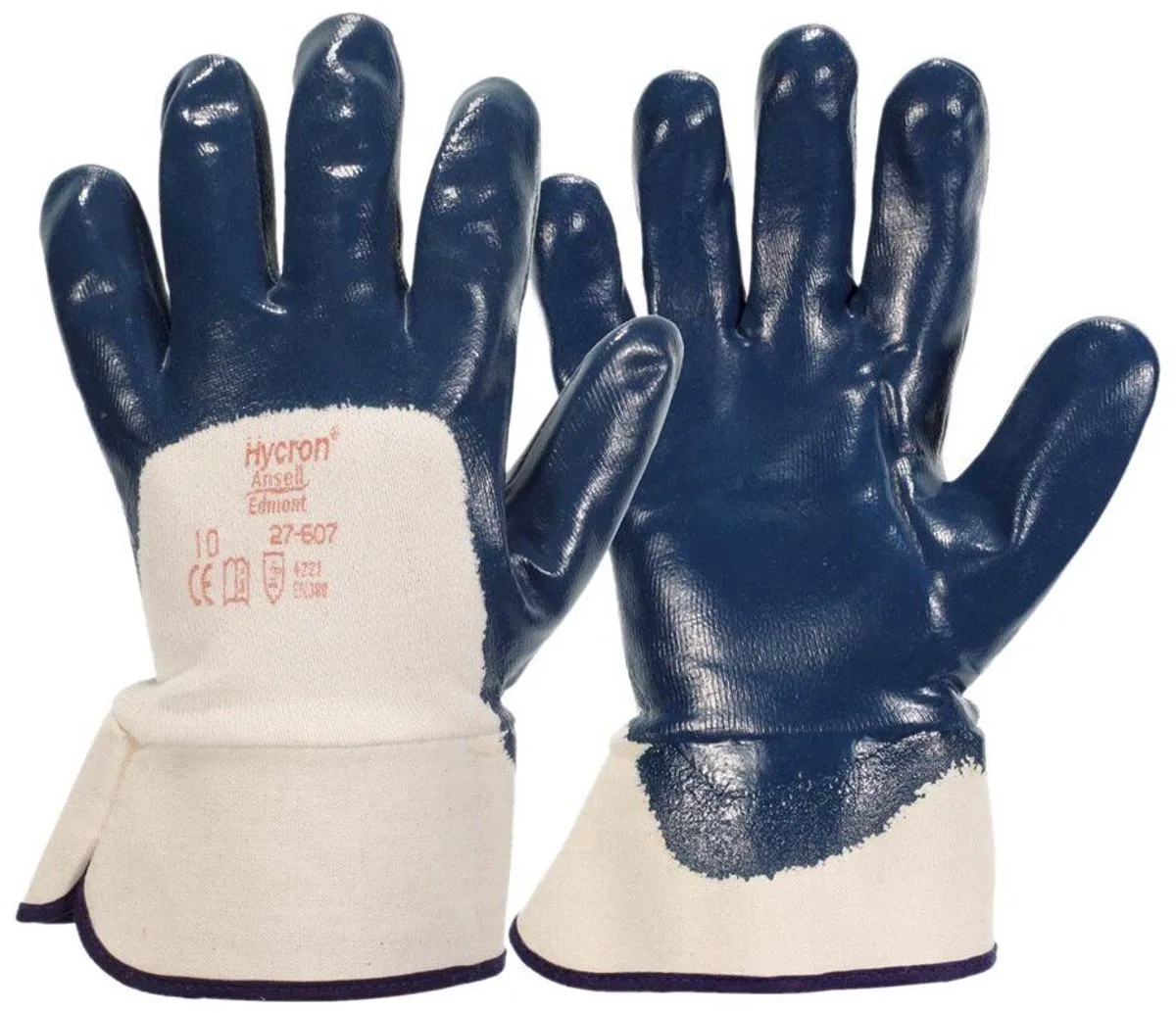12 paar Ansell Handschoen Hycron 27-607 Blauw Wit Katoen Nitril - blauw/wit de Ansell, Bleu, Blanc, 11 – image du produit