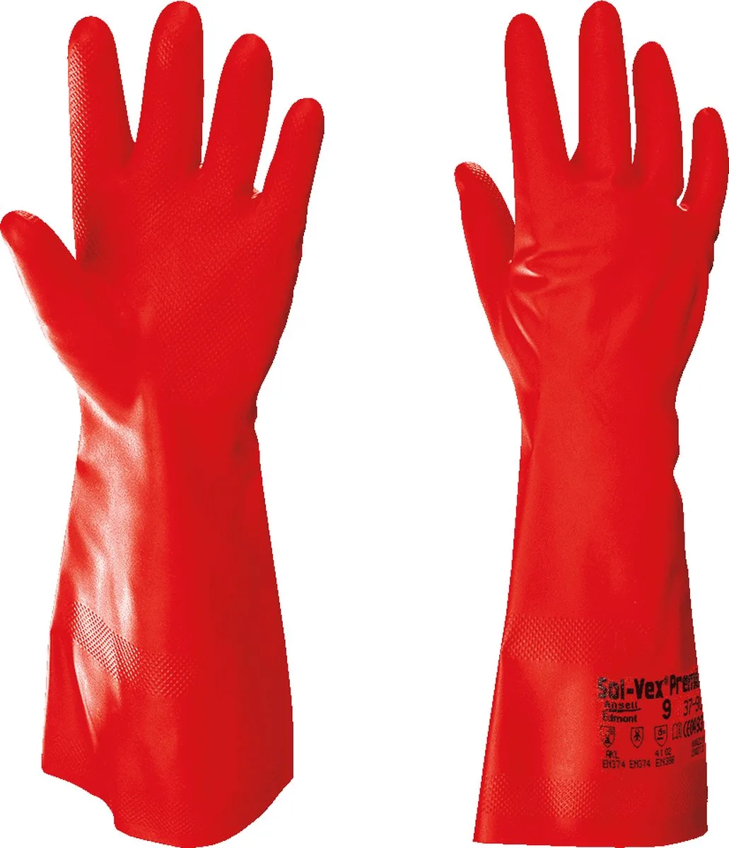 AlphaTec Solvex 37-900 chemisch bestendige handschoen van Ansell, Rood, XXL – productafbeelding