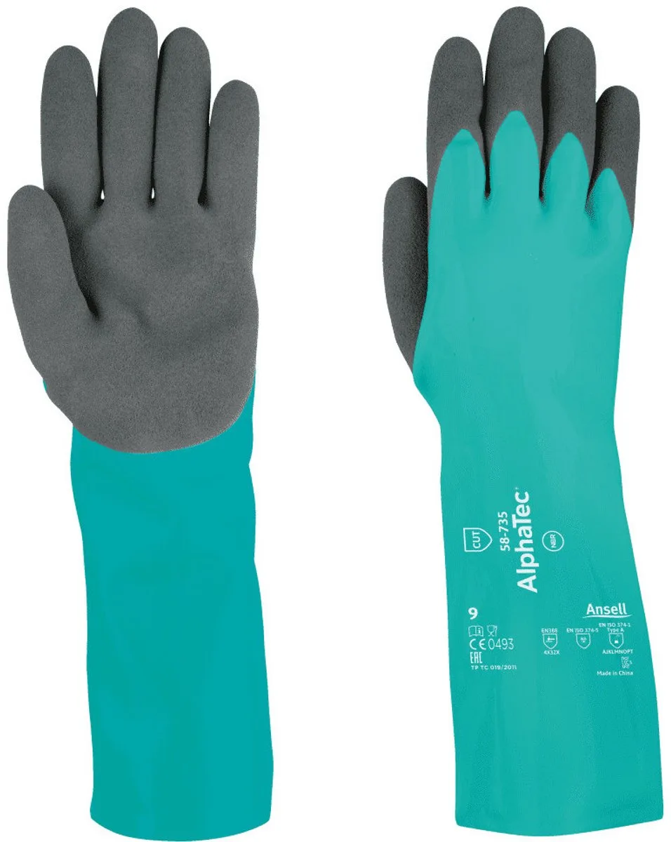Ansell 58-735 Snijbestendige handschoen van Ansell, Groen, Grijs, XL – productafbeelding