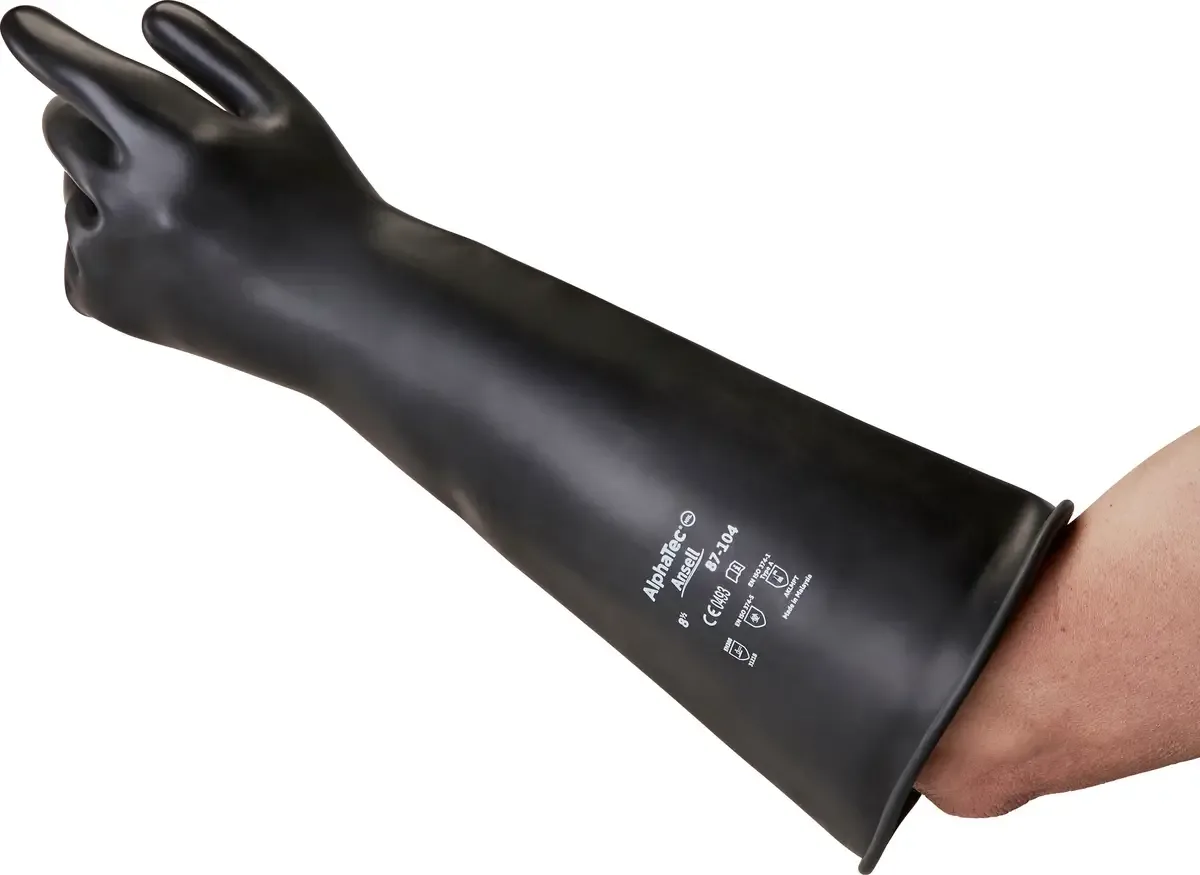 Ansell 87104105 AlphaTec Chemicaliënhandschoen Natuurlatex Maat (handschoen): 10.5 EN 21420:2020 1 paar van Ansell, Zwart – productafbeelding