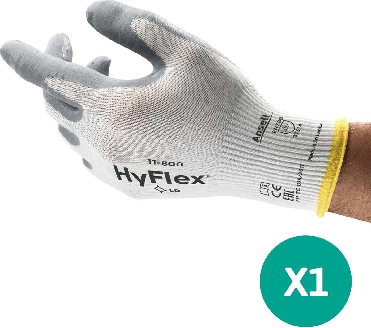 HyFlex® 11-800 - Werkhandschoen, DIY, Garage, Montage, XL, 1 paar de Ansell, Blanc – image du produit