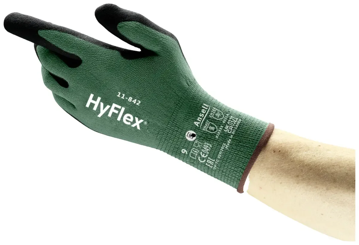 HyFlex® 11842110 Werkhandschoen Nylon, Spandex Maat (handschoen): 11 EN 388:2016, EN 21420:2020, EN 407 ISO 21420:2020 1 paar de Ansell, Noir – image du produit