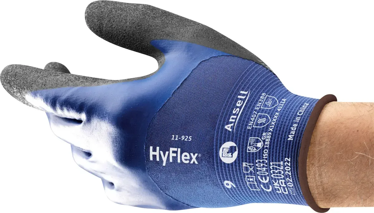 HyFlex 11925R080-1P Werkhandschoen Nitril Maat (handschoen): 8 EN 21420:2020 1 paar de Ansell, Noir, Bleu – image du produit