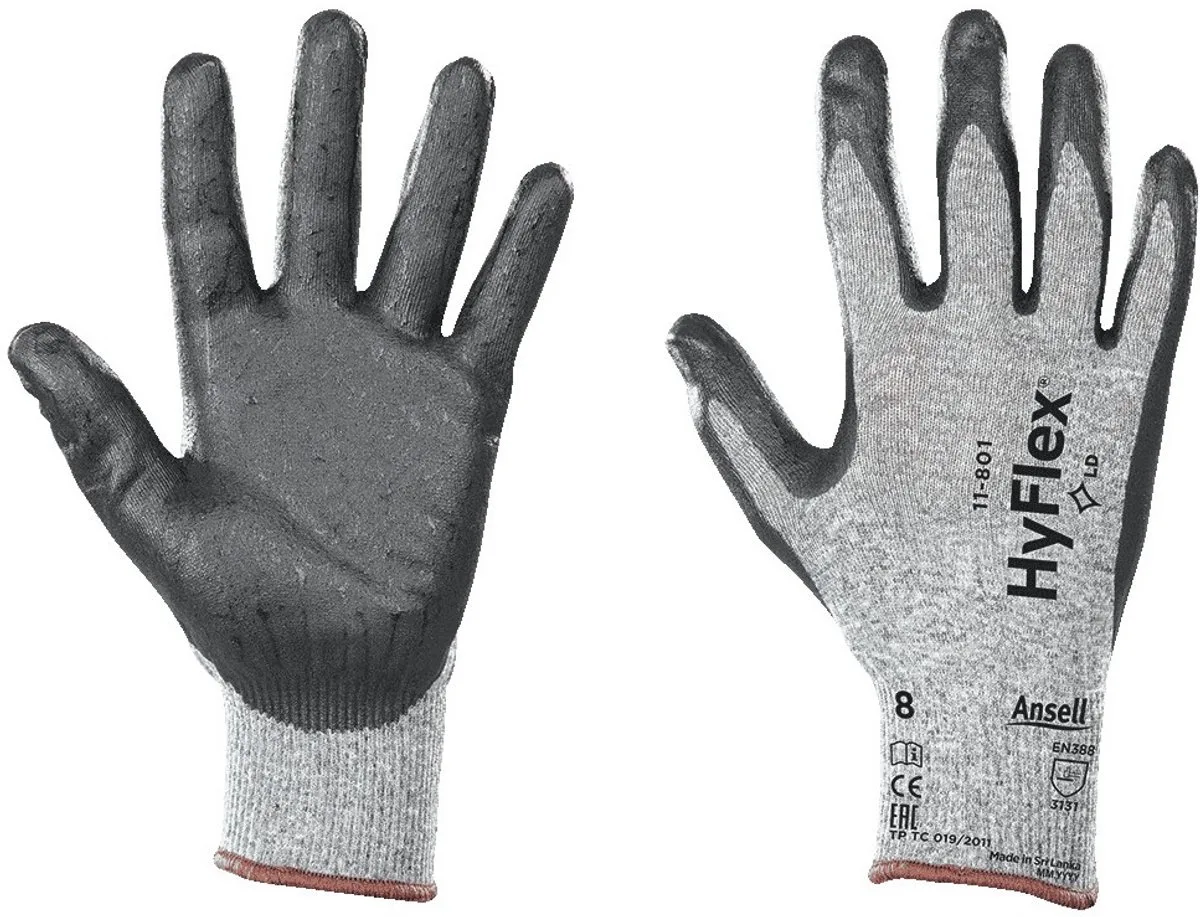 HyFlex® Foam 11-801 handschoen (L) by Ansell, Grey, Black, 9 – product image