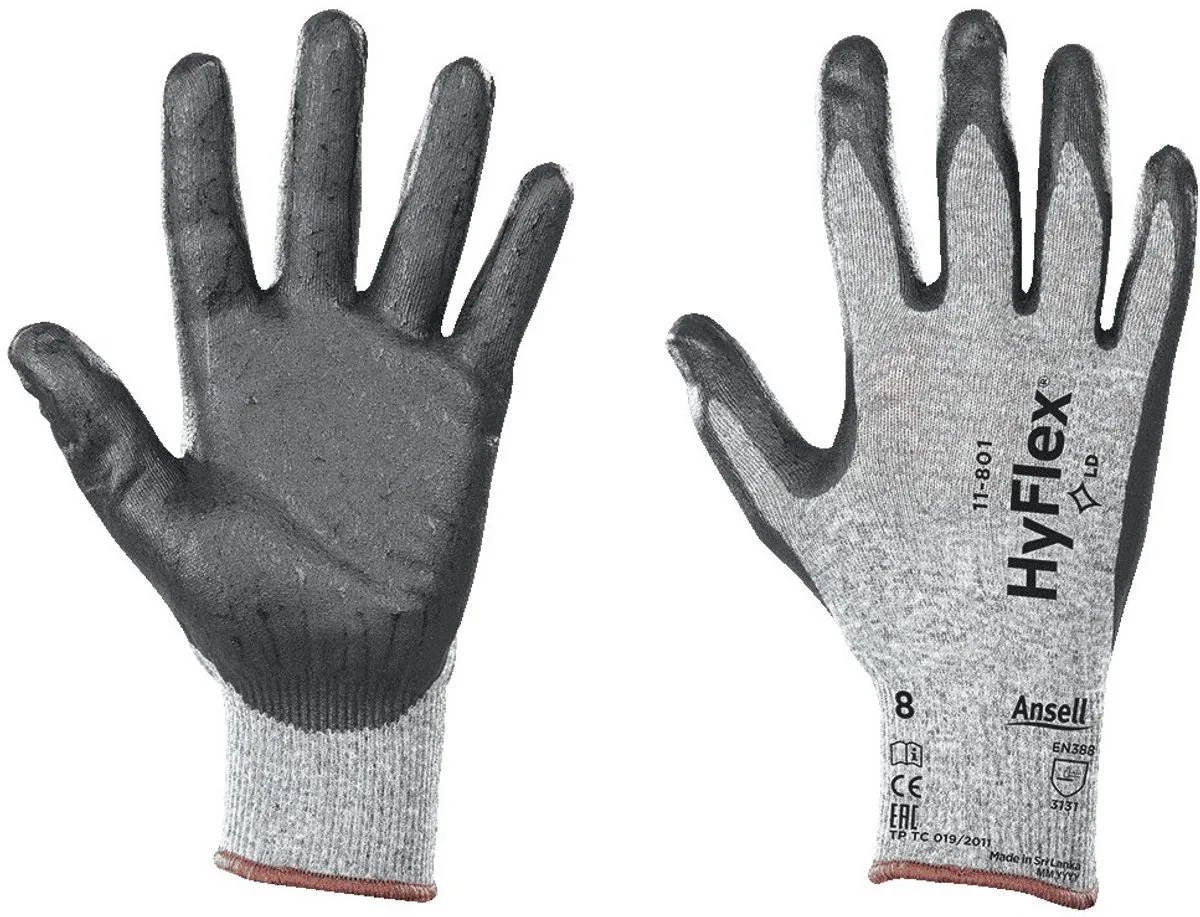 HyFlex® Foam 11-801 handschoen (M) van Ansell, Grijs, Zwart, 8 – productafbeelding