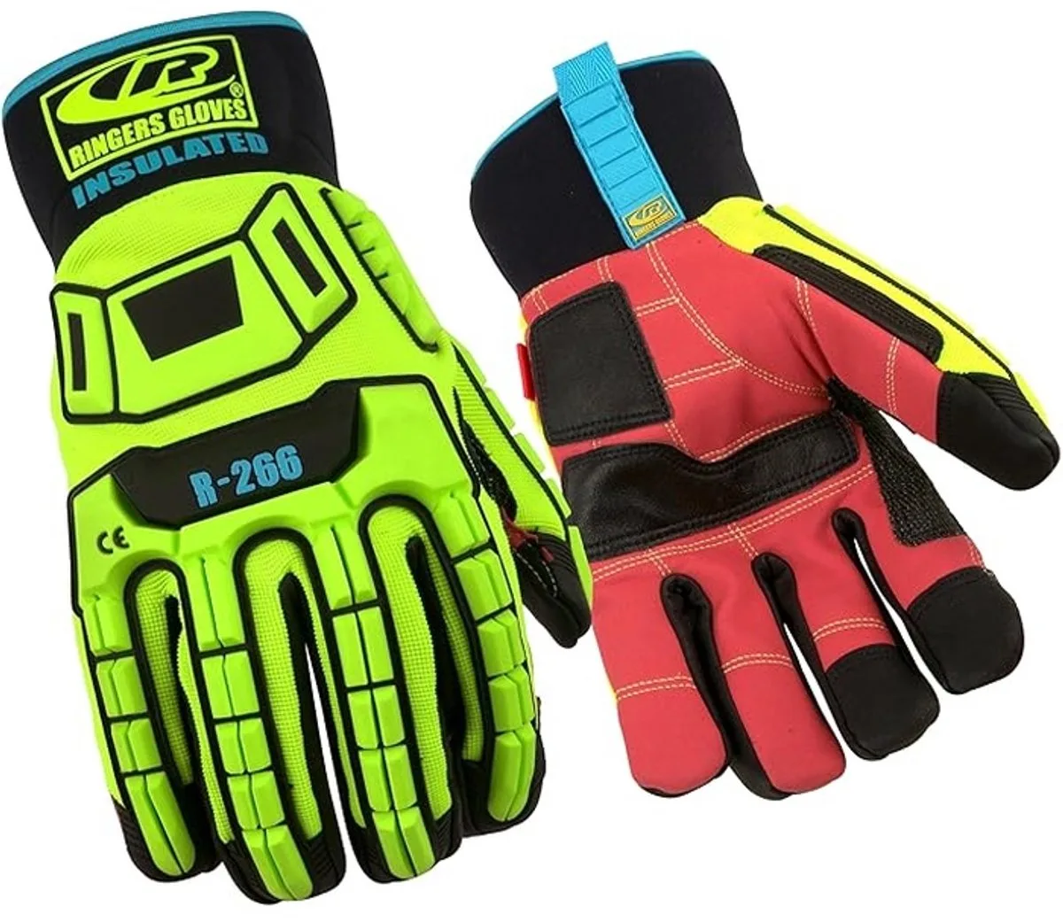 Ringers R266 Geïsoleerde Impact werkhandschoenen – Waterdicht, Thinsulate™ Winter Voering, Touchscreen Compatibel – Zwart/Neon by Ansell, Yellow, 10 – product image