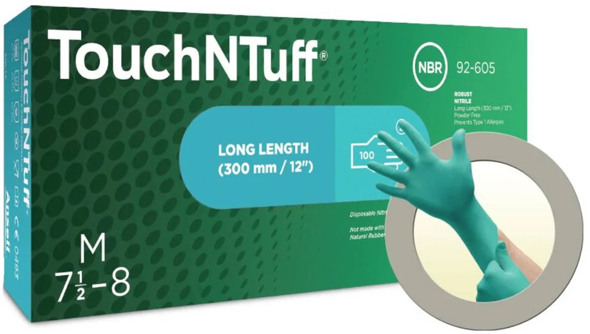 TouchNTuff 92-605 Nitril wegwerphandschoenen (100x) groen latex/poedervrij von Ansell, Grün, XL – Produktbild