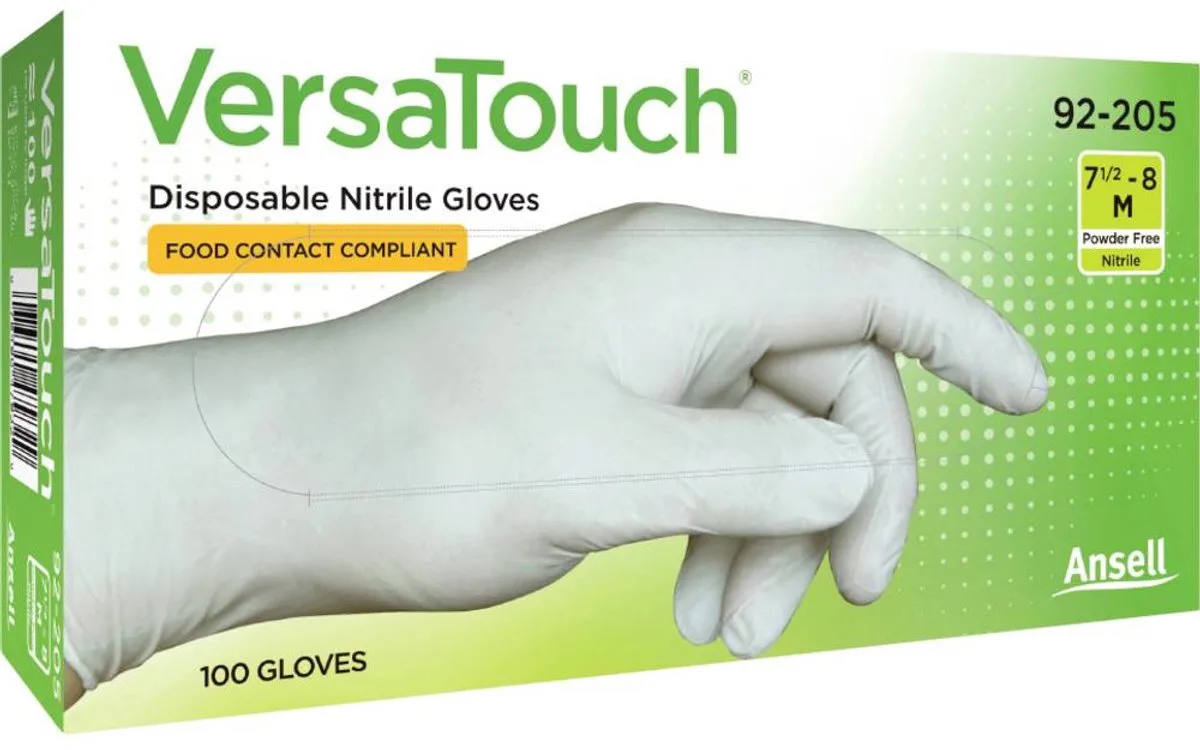 VersaTouch 92205070 Wegwerphandschoen 100 stuk(s) Nitril Maat (handschoen): S, 6.5, 7 EN 21420:2020 von Ansell, Weiß – Produktbild
