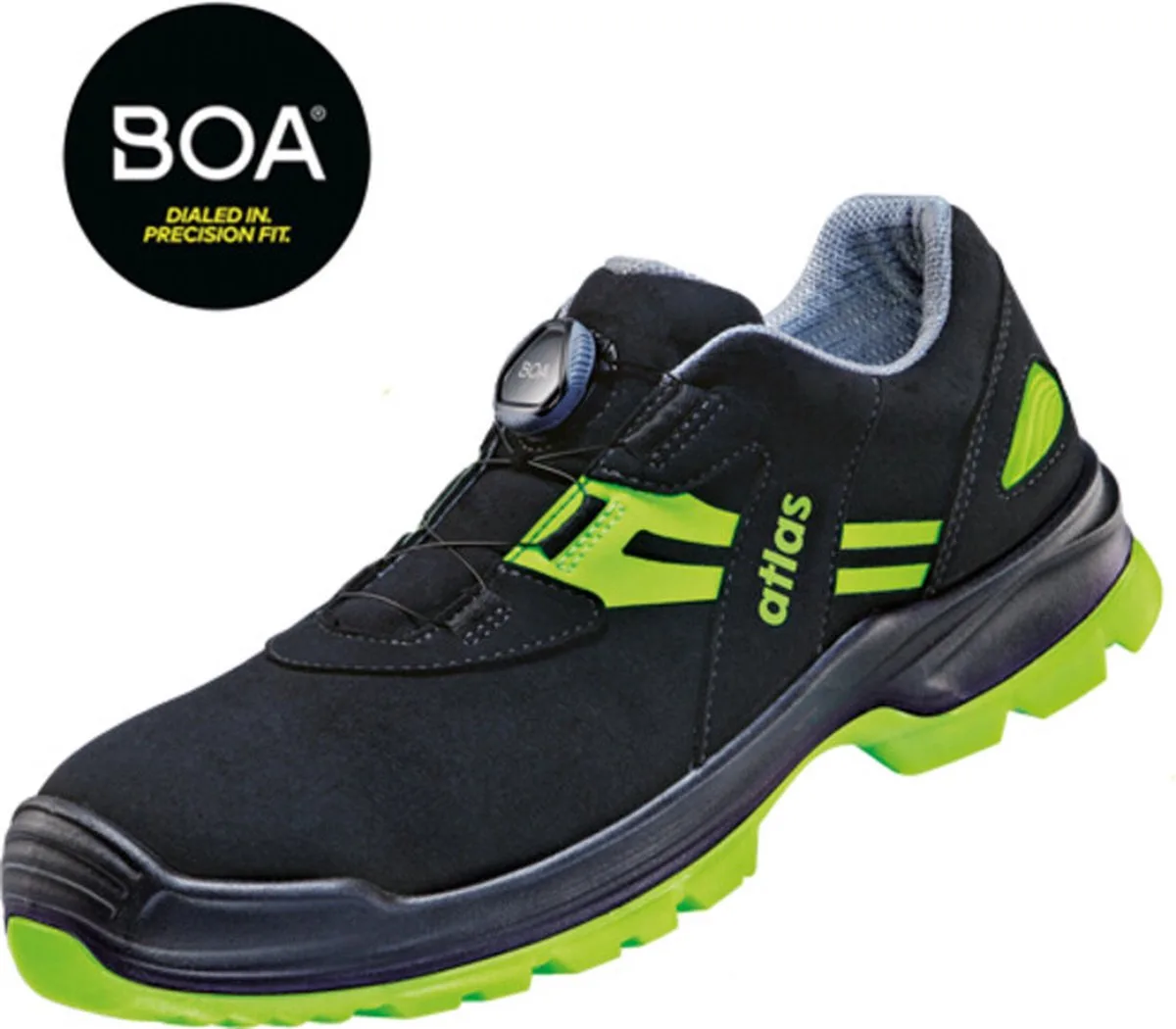Halbschuh FLASH 5255 XP BOA ESD S3, Weite 10 Größe 42 von Atlas, Schwarz, Lime – Produktbild