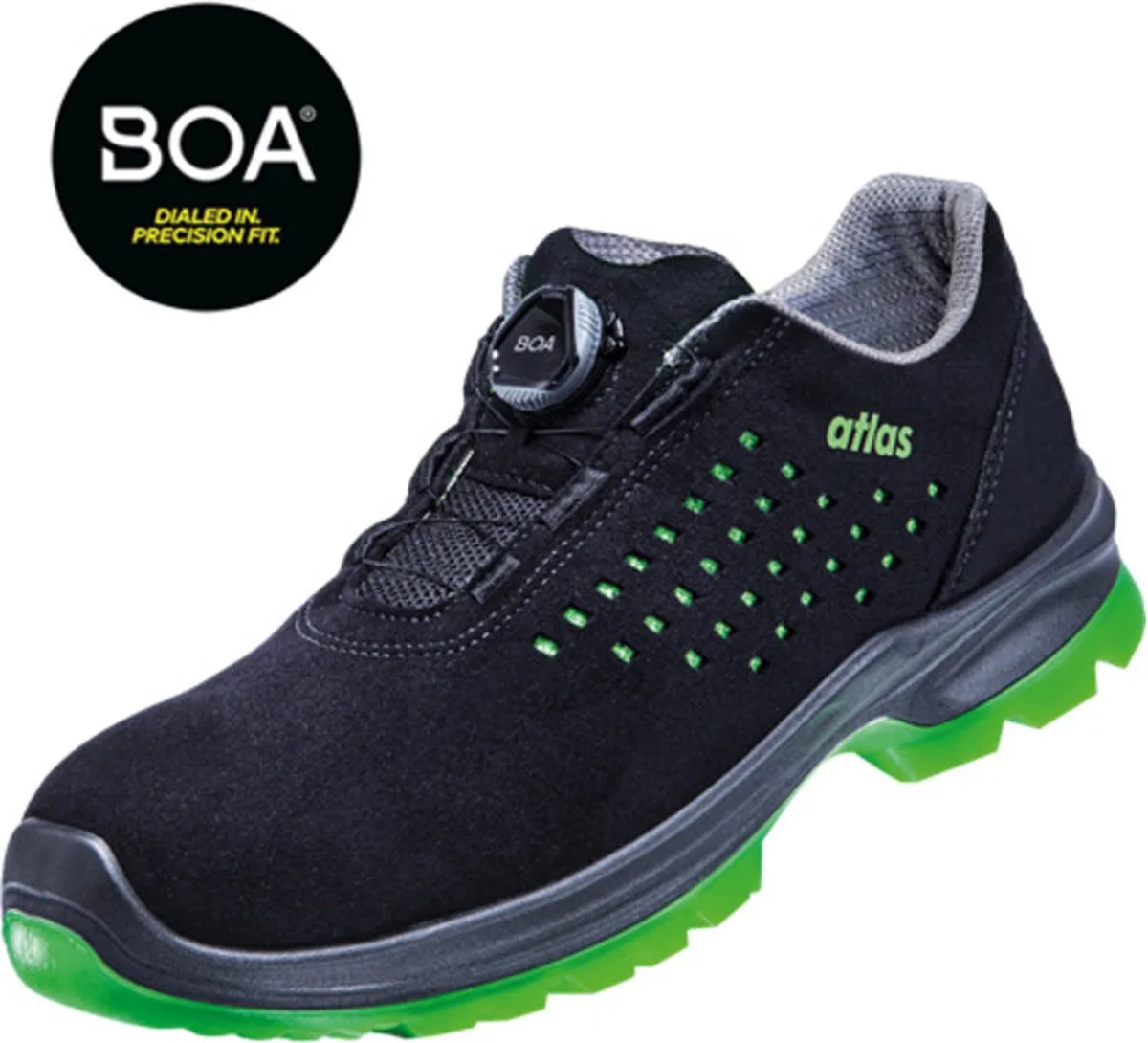 SL 9205 XP BOA - S1P Veiligheidsschoen - ESD fra Atlas, Sort, Grøn, 43 – produktbillede