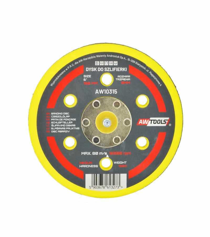 AW10315 - Schuurschijf - 150mm - Gemiddelde Hardheid - 6 Gaten by AWTOOLS – product image