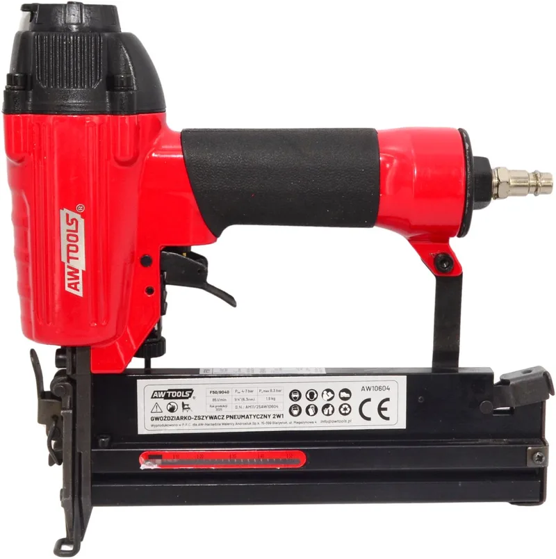 AW10604 Serie - Pneumatische Nietmachine - 2-in-1 - Lichte Magnesiumlegering - Tapijt- en Timmergereedschap van AWTOOLS – productafbeelding
