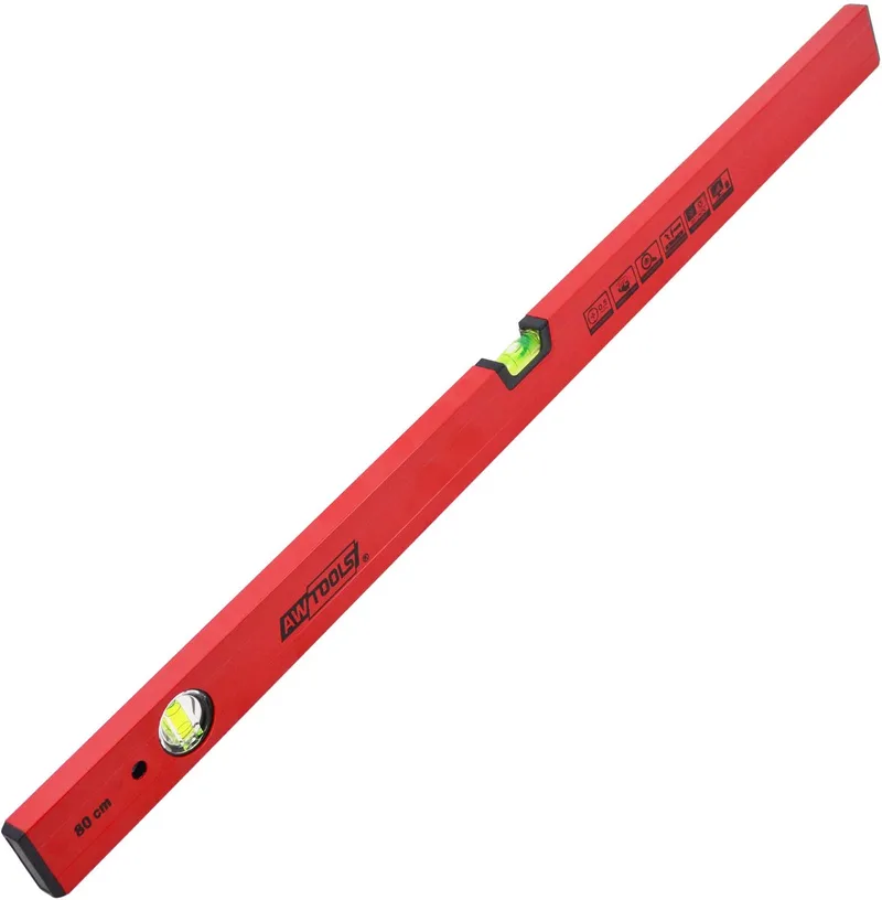AW30002 - Traditionele Waterpas - 80 cm - Ergonomische Grip van AWTOOLS, Rood – productafbeelding