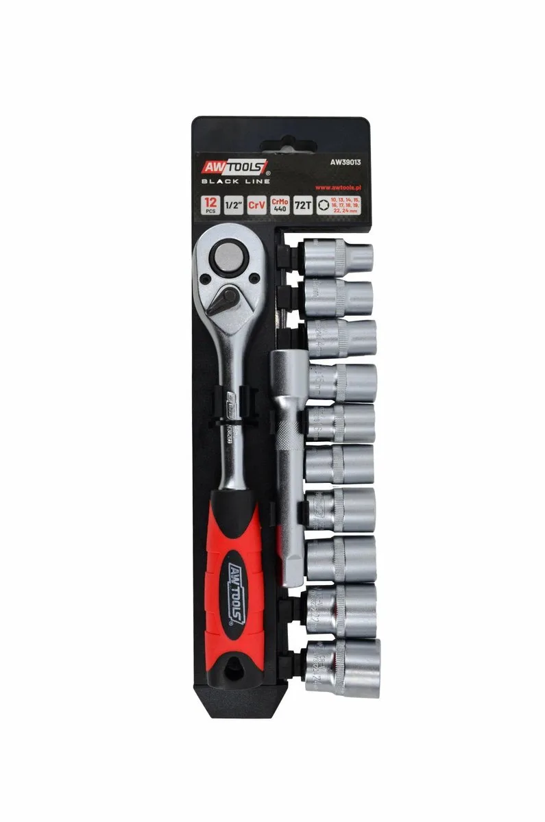 AW39013 - Dopsleutelset - Chroom-vanadiumstaal - 12 Stuks - 1/2" Aandrijving de AWTOOLS – image du produit