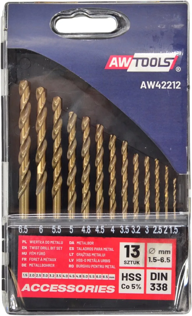AW42212 - Kobalt Metaalboor Set - 13 stuks - HSS-Co by AWTOOLS – product image
