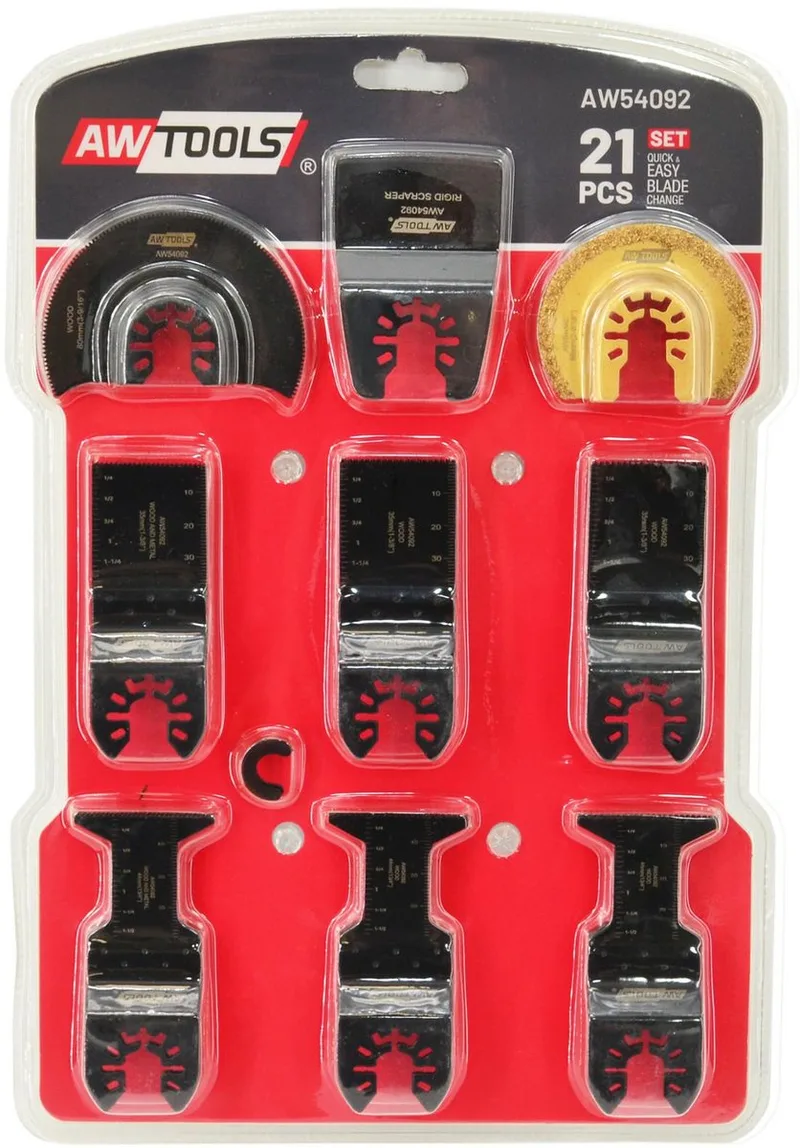 AW54092 - Multitool Zaagblad Set - 21 Stuks - Geschikt voor Hout en Metaal fra AWTOOLS – produktbillede