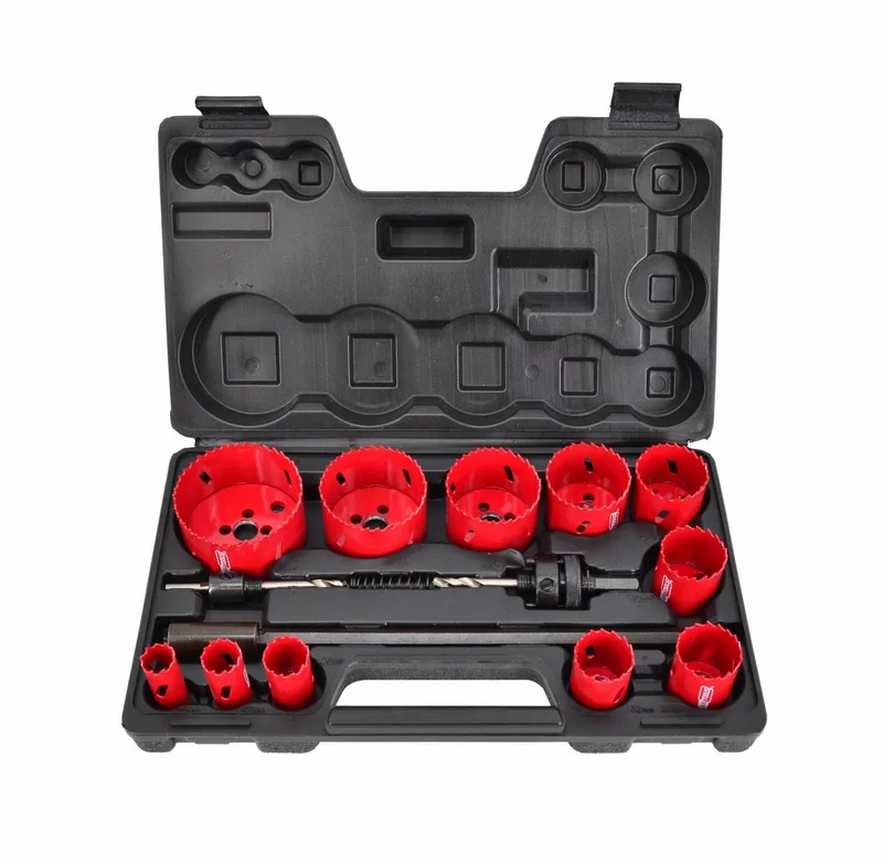 Bimetalen Gatenzaag Set - 15 Delig - 19-76 mm - HSS Tanden - Inclusief Koffer de AWTOOLS, Rouge – image du produit