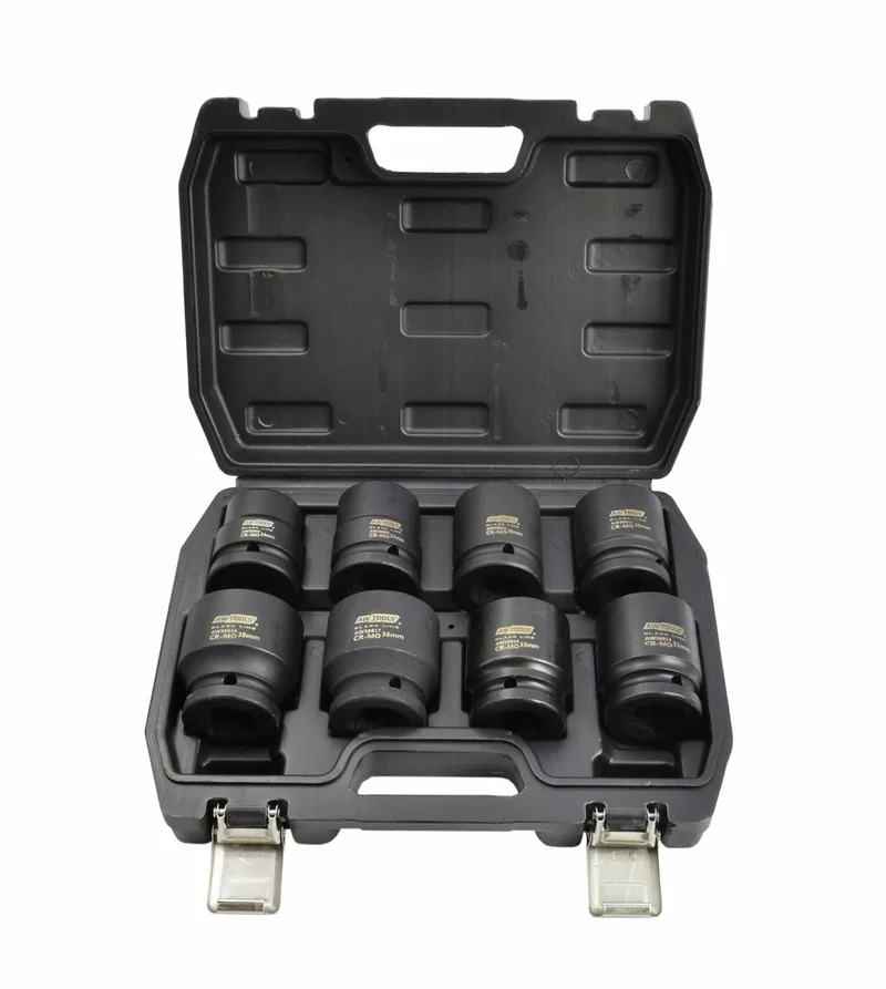 Black Line - Dopsleutelset - 8-delig - Chroom-Molybdeen de AWTOOLS, Noir – image du produit