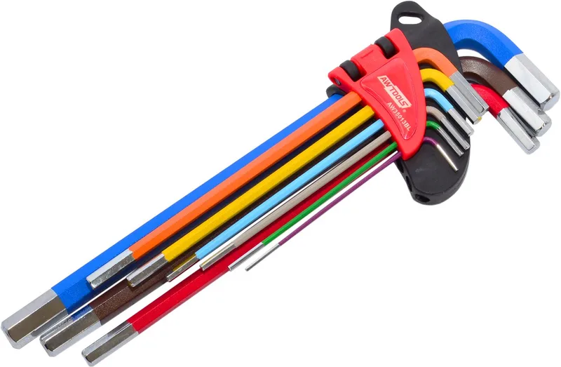 Black Line - Inbussleutelset - 1,5-10mm - 9 stuks - Kleurcodering fra AWTOOLS, Sort – produktbillede