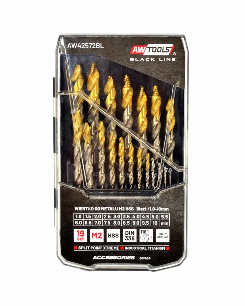 Black Line - Metaalboor Set - HSS-M2 - TiN Coating - 19 Stuks by AWTOOLS – product image