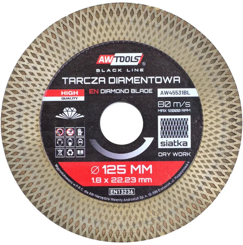 Black Line Serie - Diamant Doorslijpschijf - 125mm x 22,2mm - Turbo von AWTOOLS – Produktbild