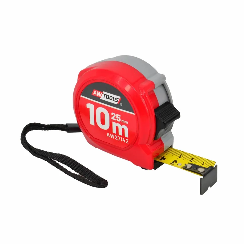 Compact Serie - Rolmaat - 10m - Nylon Coating - ABS Behuizing van AWTOOLS, Grijs – productafbeelding