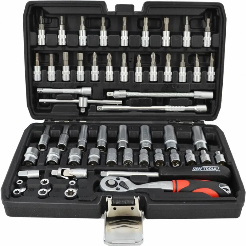 Dopsleutelset - 1/4" 56-delig - CrV Staal - Ergonomisch by AWTOOLS – product image