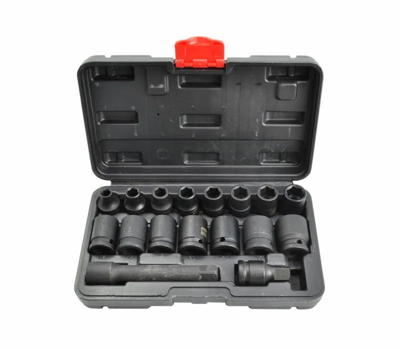 Dopsleutelset - 15-delig - 8-24mm - Cr-Mo Staal - 6-kant von AWTOOLS, Schwarz – Produktbild