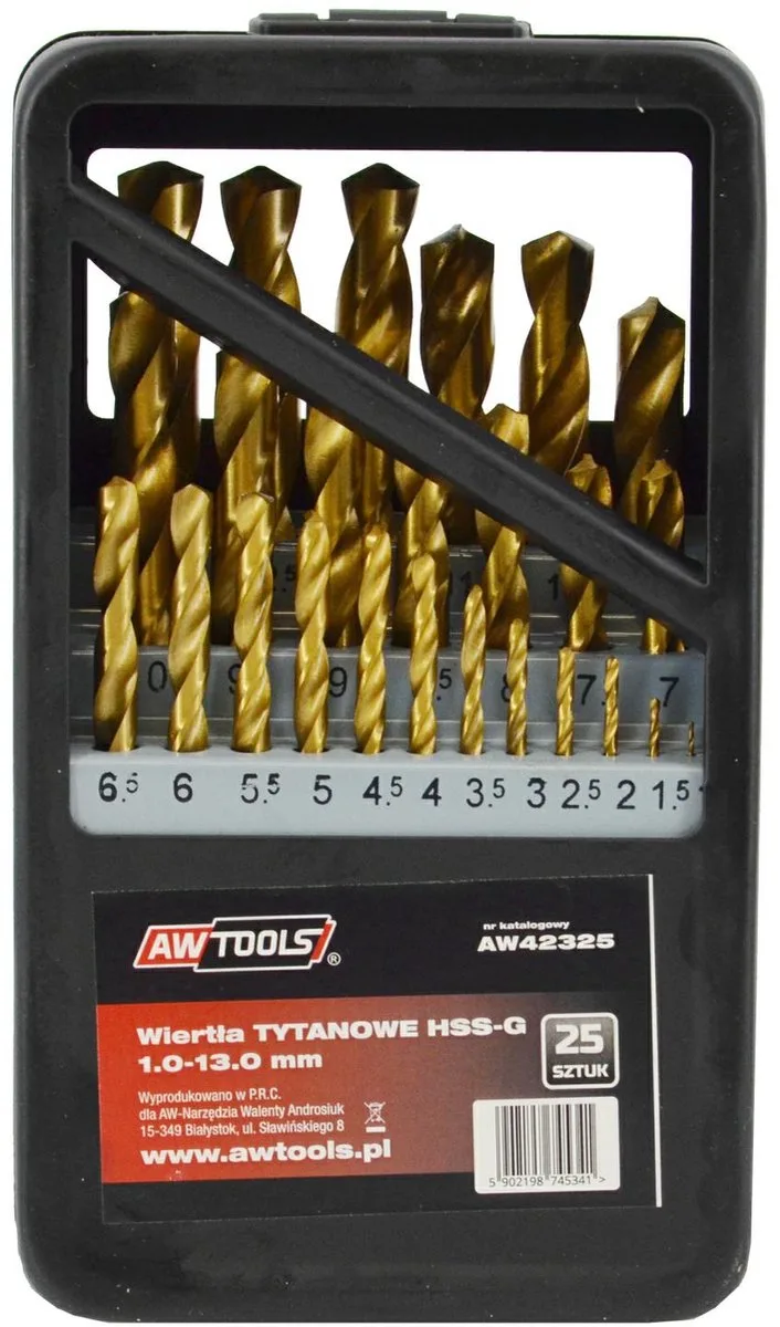 HSS-G Titaan Serie - Boorset - 25 Stuks - 1.0-13.0mm - TiN Coating by AWTOOLS – product image
