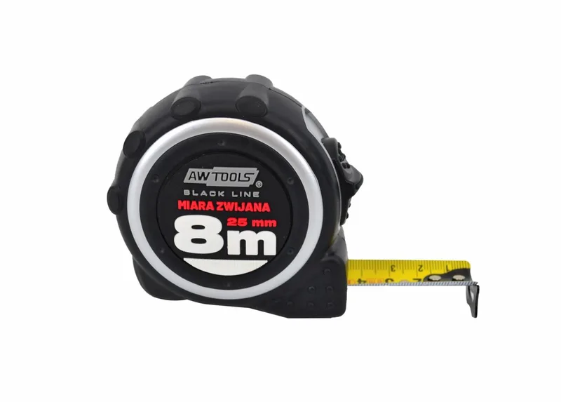 MIARA SERIE - Rolmaat - 8m x 25mm - Automatische Blokkering - Magnetische Eindhaak de AWTOOLS, Jaune, Noir – image du produit