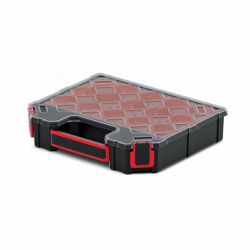 Organizer - Gereedschapskoffer - Verwijderbare Beker - Transparante Deksel by AWTOOLS, Red – product image