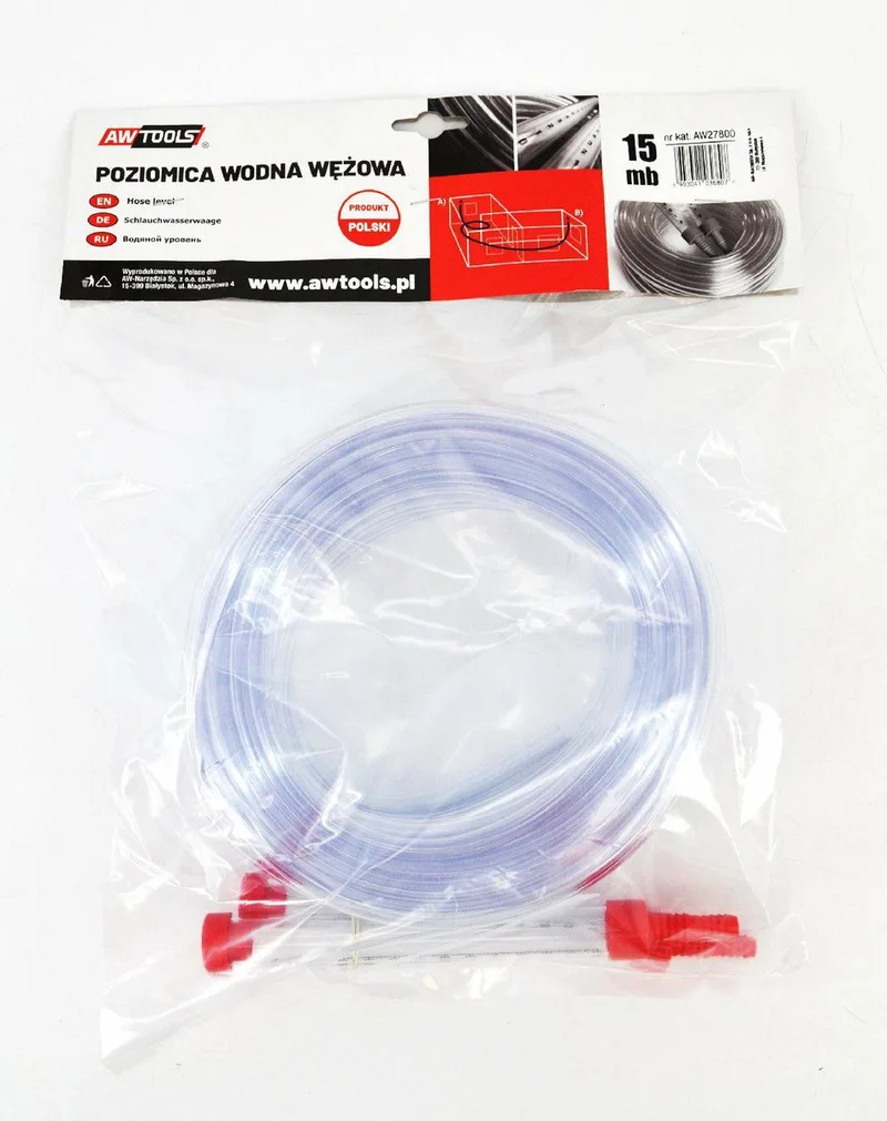 Professionele Waterpas - 15 Meter - PVC Slang - Nauwkeurige Meting by AWTOOLS, Transparent – product image