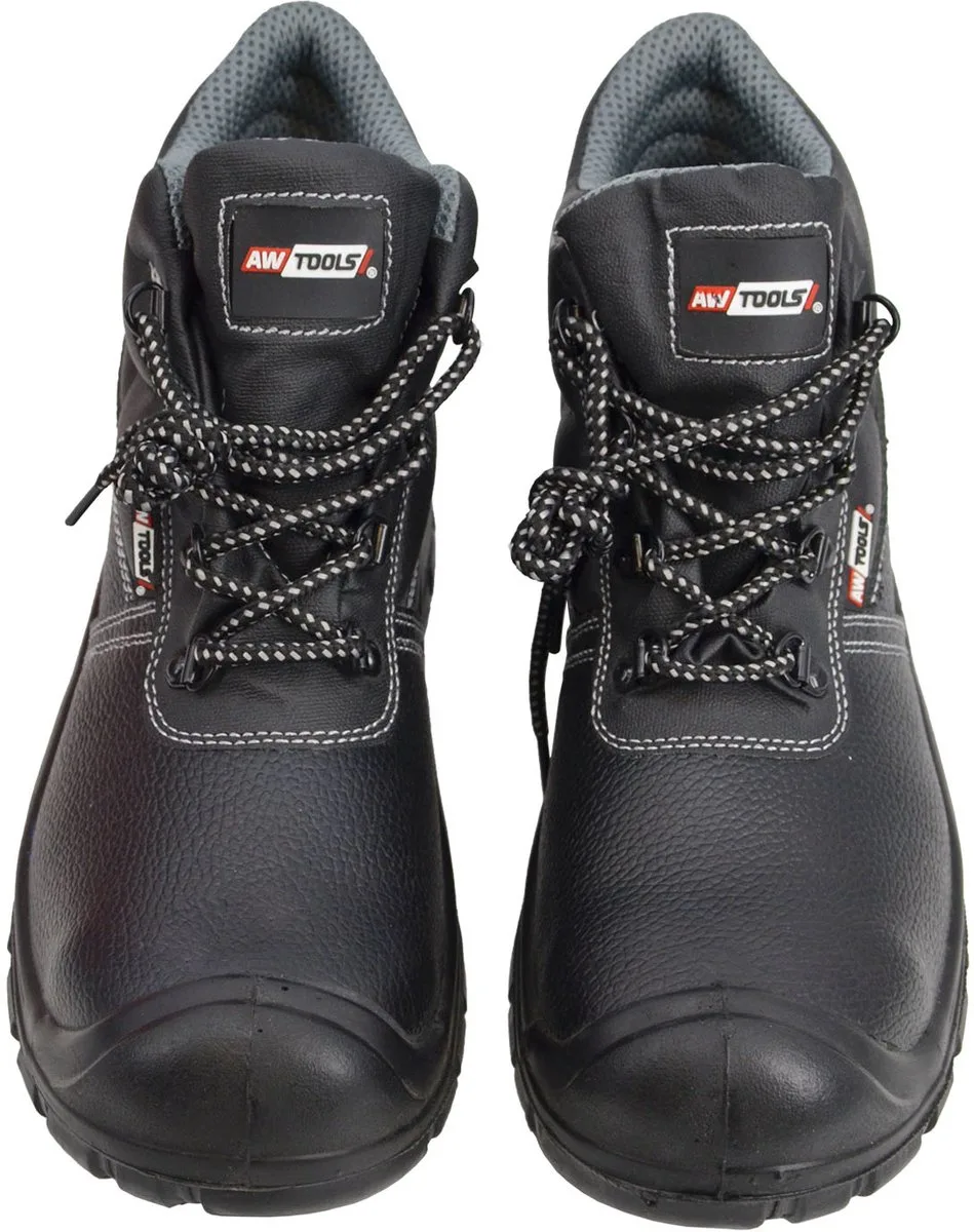Rhino S3 Professionele Werkschoenen - Hoog Model - Leder - Stalen Neus - Waterbestendig - SRC Antislip - AW00548 van AWTOOLS, Zwart, 40 – productafbeelding