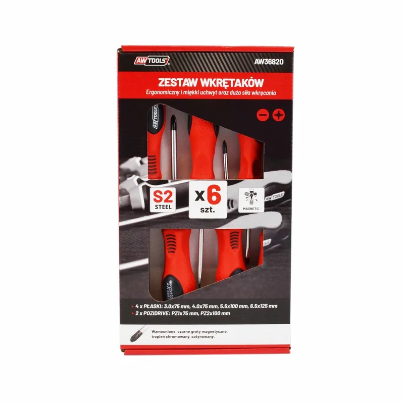 S2 Serie - Schroevendraaierset - 6 stuks - Magnetische Punt - Ergonomische Handgreep de AWTOOLS – image du produit