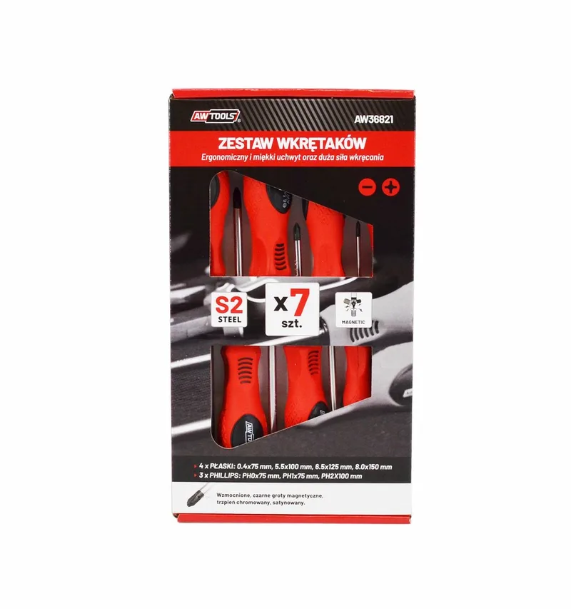 S2 Serie - Schroevendraaierset - 7 stuks - S2 Staal - Magnetische Tips by AWTOOLS – product image