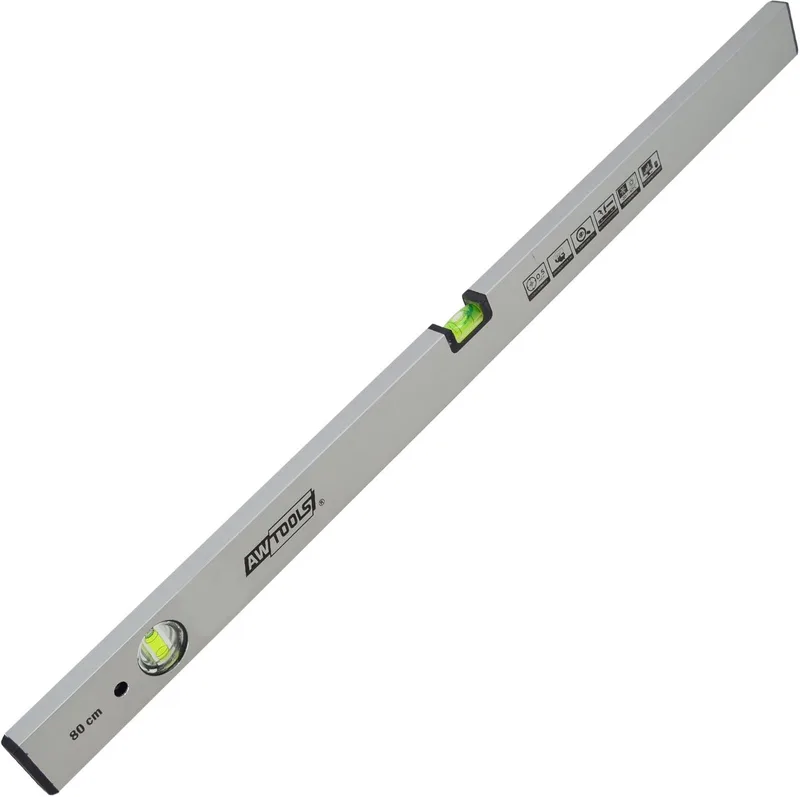 Serie - Anodiseerde Waterpas - 60 cm - Drie Libellen - Ergonomische Handvatten van AWTOOLS, Zilver – productafbeelding