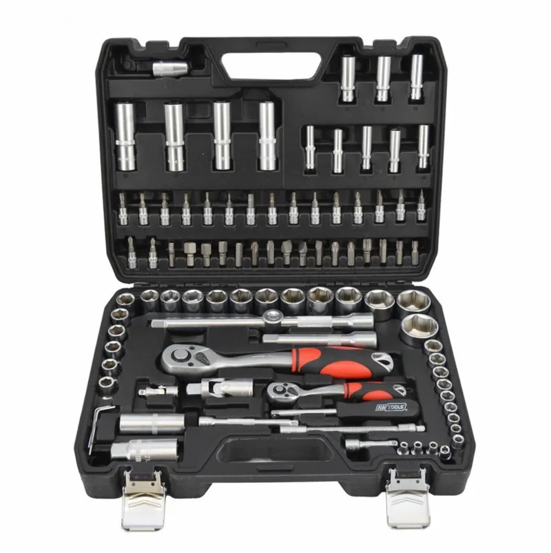 Serie - Dopsleutelset - 94 Delig - CrV Staal - 1/4" en 1/2" - 72 Tanden von AWTOOLS – Produktbild