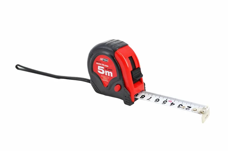 Serie - Rolmaat - 10m x 25mm - ABS TPR - 2-STOP von AWTOOLS, Rot, Schwarz – Produktbild
