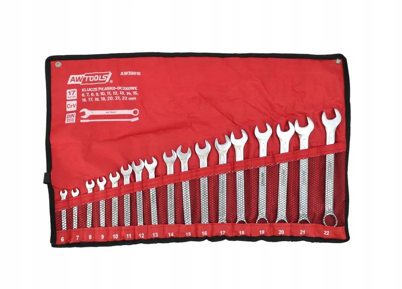 Set Steeksleutel-Ringsleutel - 17 stuks - 6mm-22mm - Chroom-vanadiumstaal by AWTOOLS – product image
