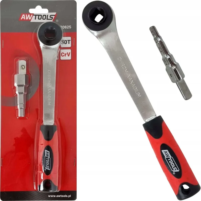 Steeksleutel met Ratel 1/2'' - 5 Stappen van AWTOOLS, Rood – productafbeelding