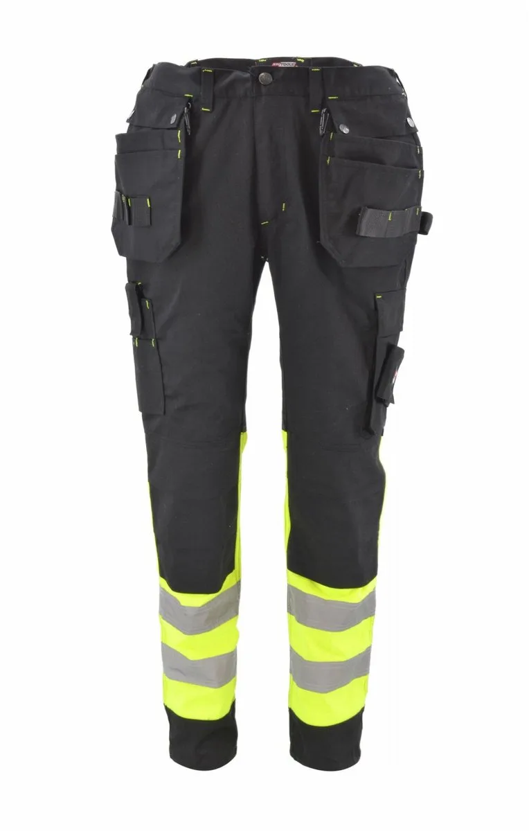 T3 Serie - Reflecterende Werkbroek - Zakken de AWTOOLS, Noir, Jaune, L – image du produit
