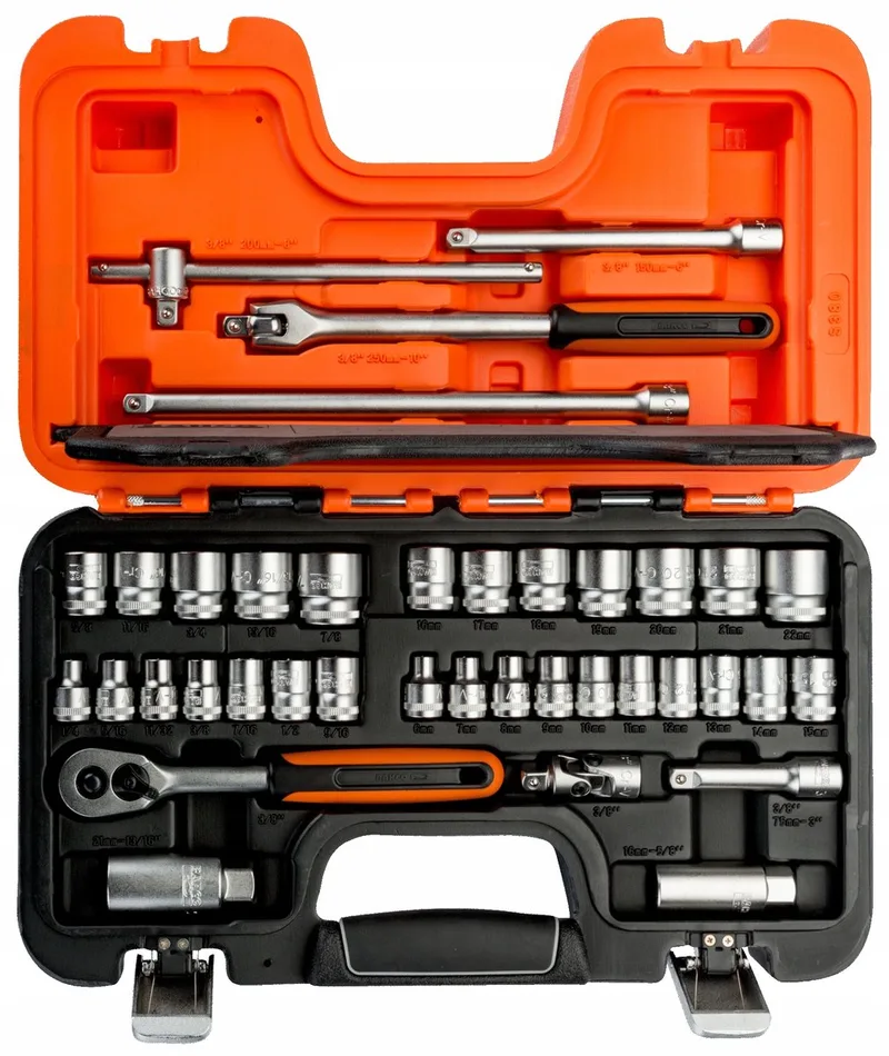 3/8" dopsleutelset metrisch en inch - 38 onderdelen by Bahco, Orange – product image