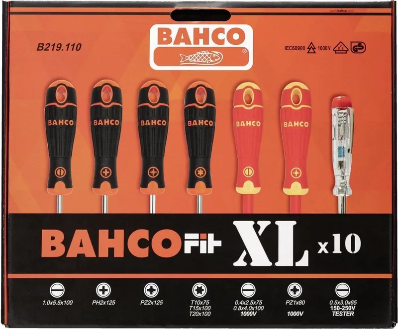 B219.110 BahcoFit XL 10-delige Schroevendraaierset by Bahco, Red – product image
